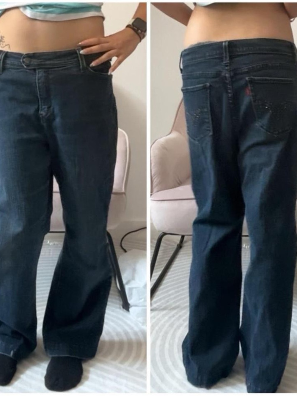 Dark Blue Straight-Leg Jeans